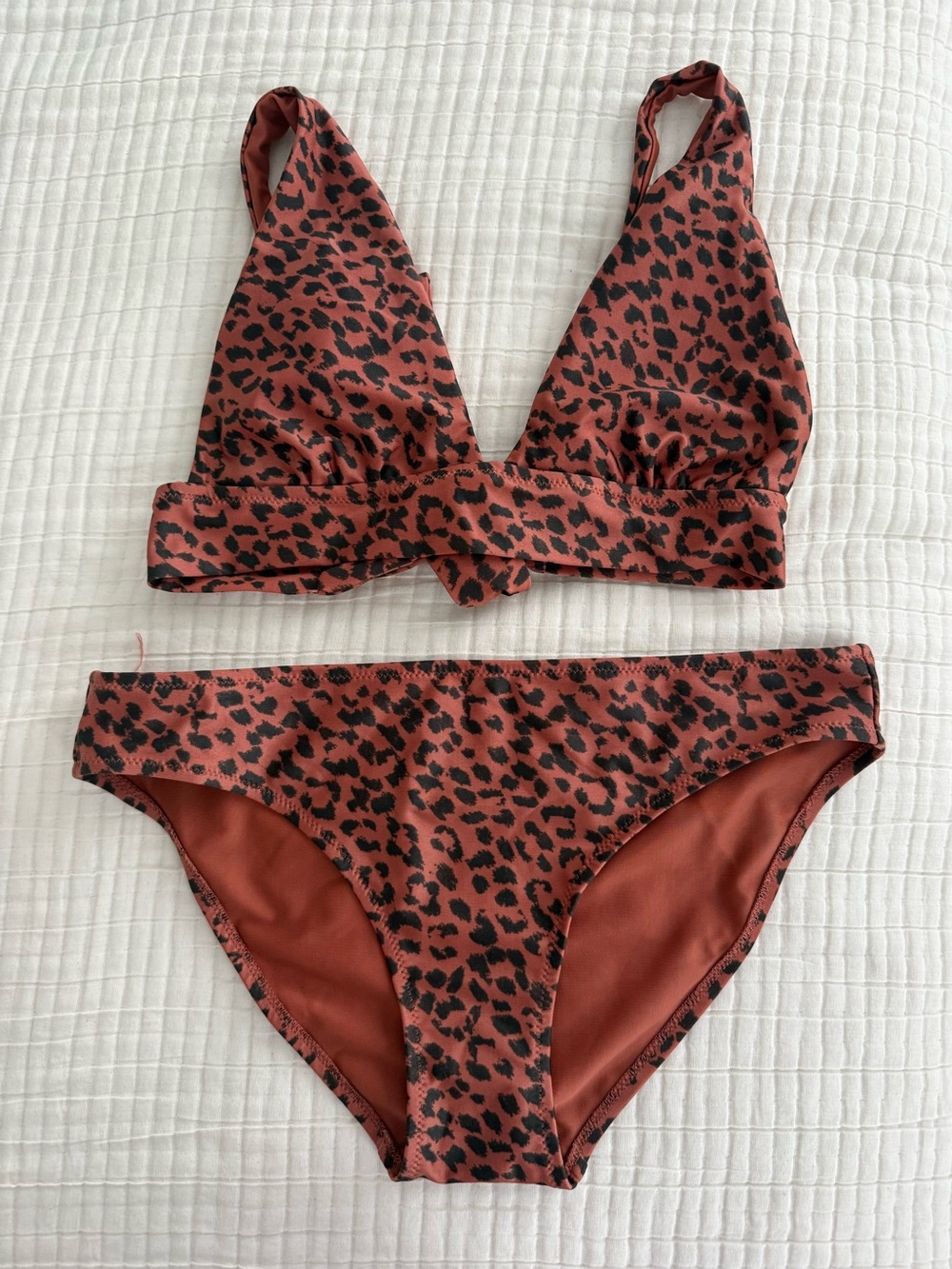 aerie Rust Leopard Triangle Bikini Top